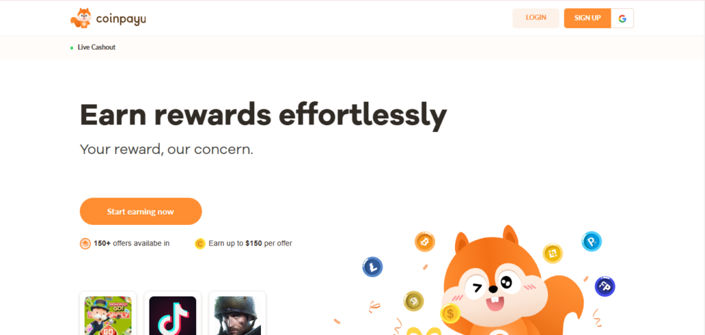 Screenshot of Homepage of Official Website of CoinPayu