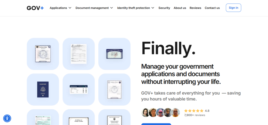 Screenshot of Homepage of Official Website of GovPlus