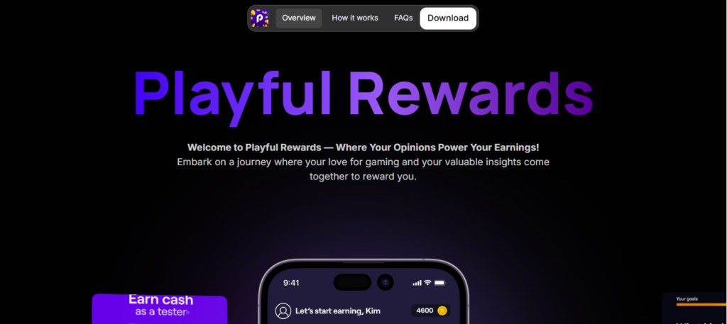 Screenshot of Homepage of Official Website of Playful Rewards